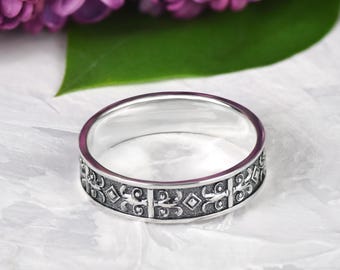 Sterling Silver Celtic Mens Wedding Band - Matte Finish