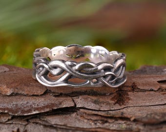 Handmade Sterling Silver Tree Branch Ring: Nature Inspired Wedding Band