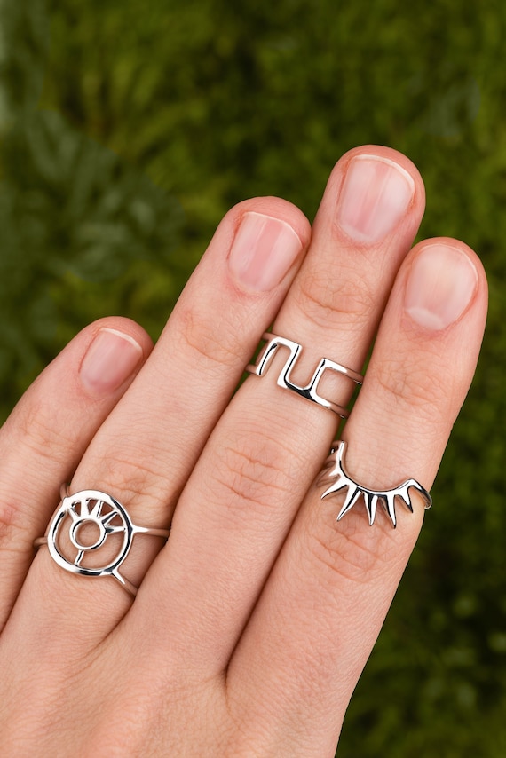 Aesthetic Rings for Women Cool Beachy Rings 925 Sterling Silver