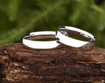 Alianzas de plata de ley para pareja - Anillos de plata clásicos - Juego de anillos de boda minimalistas - Alianzas de plata para él y para ella