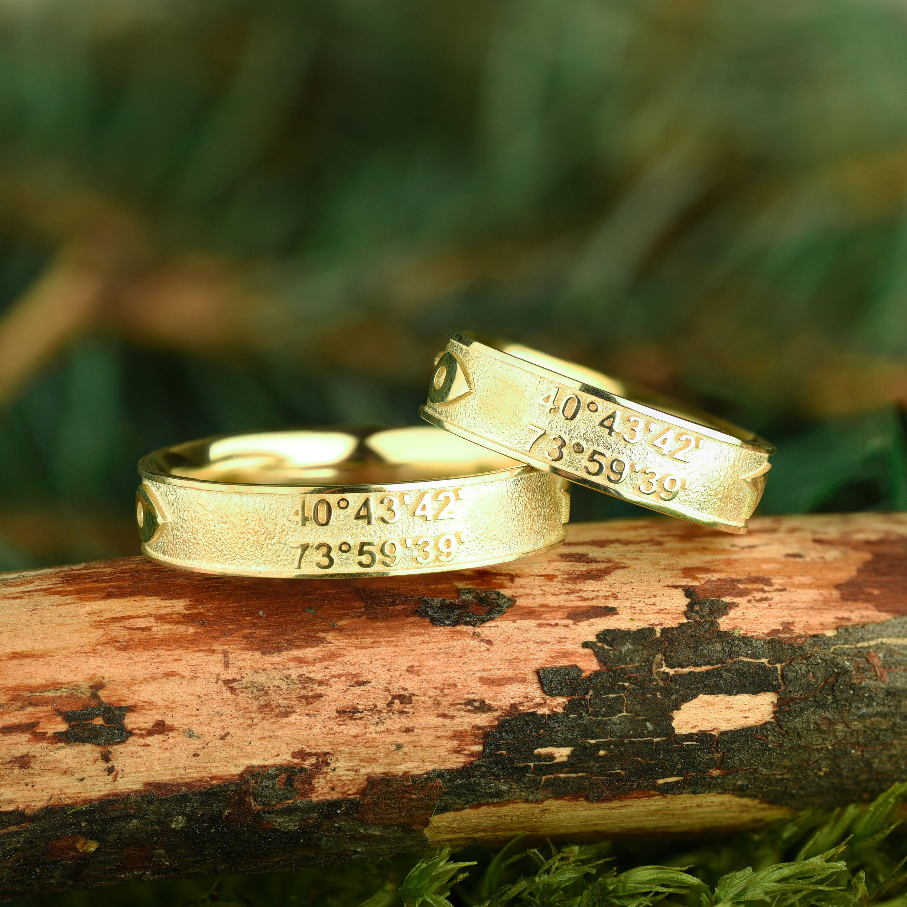 14K Gold plated ring set Brushed ring gold plated Metal Etsy