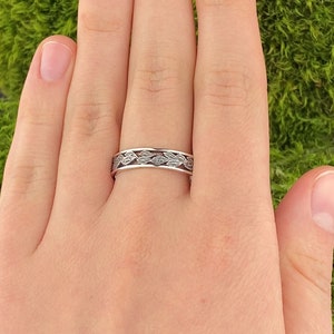 Men's Rings Leaf Pattern Leaf Matching Mens Wedding Nature Inspired Band or Engagement Sterling ...