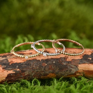 Gold plated ring set, Sterling silver statement rings, Boho ring set, Small circle rings