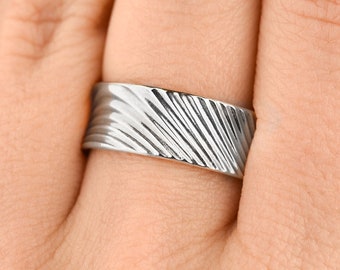 Wide band ring for women, Silver tube ring, Chunky boho ring