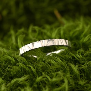 Dainty silver engraved ring, Thumb ring sterling silver, Nature promise ring, Boho wedding band