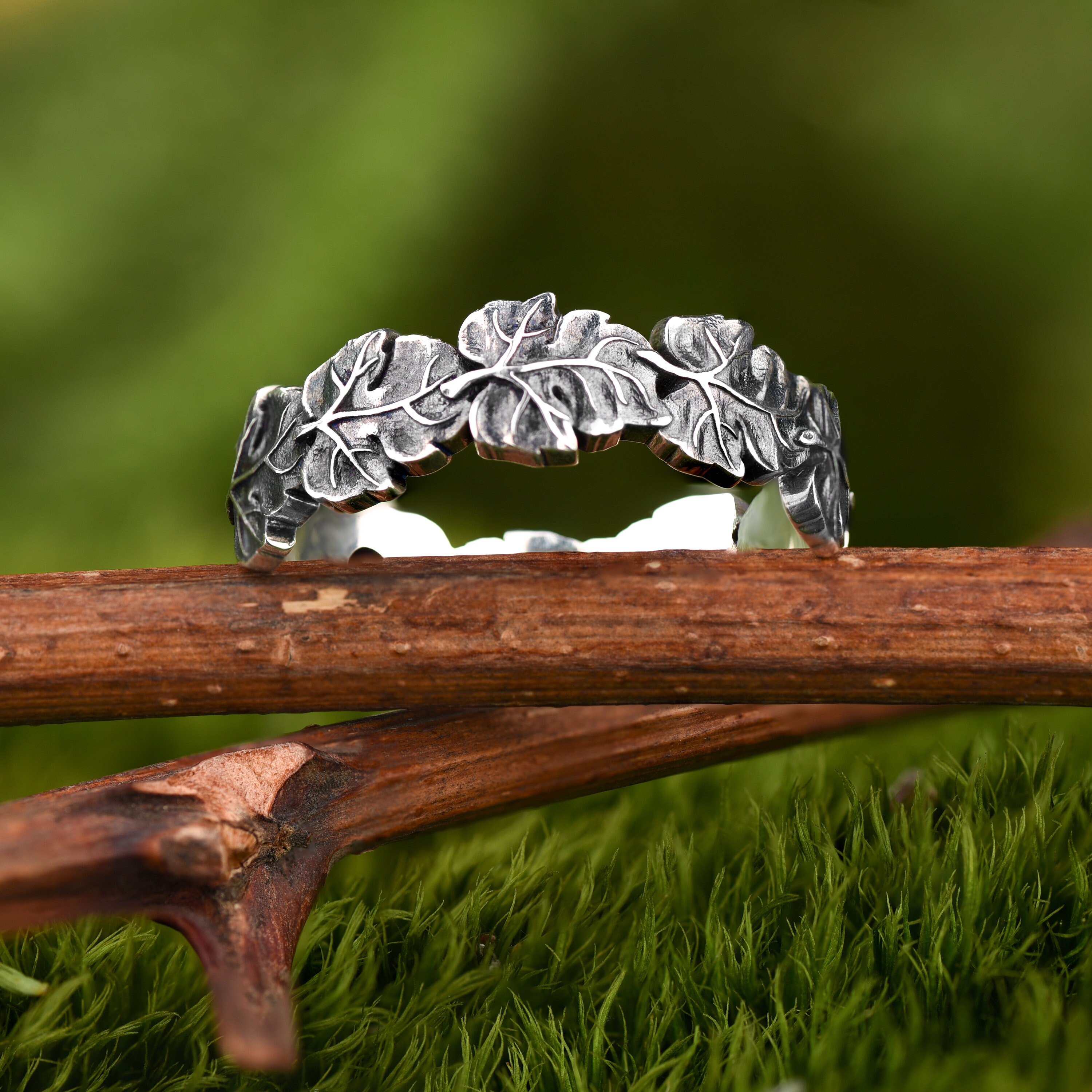 Leaf Style Ring Set Unique Wedding Rings in 925 Sterling Etsy UK