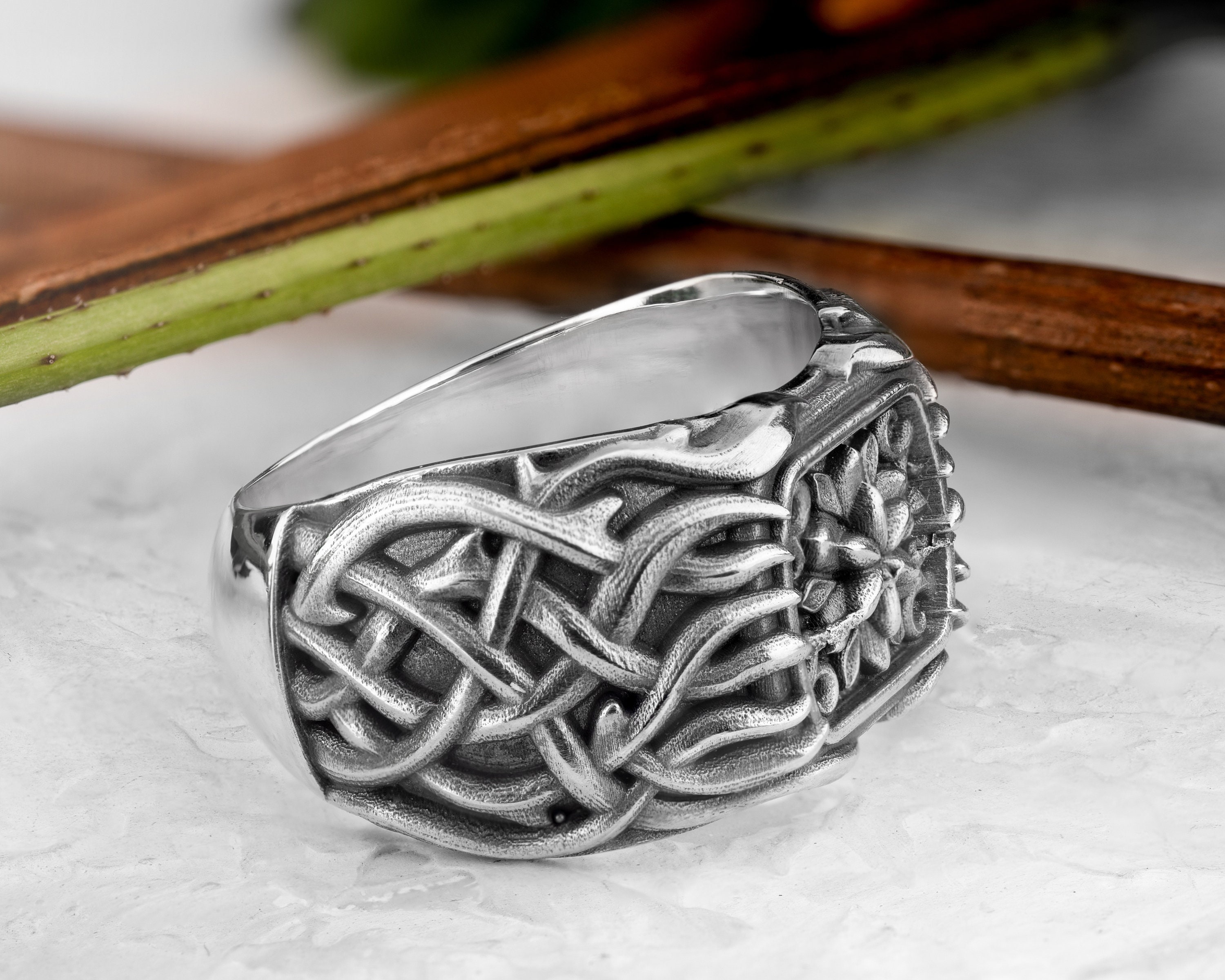 Mens Viking Ring Silver Pinky Ring Men Asexual Knot Etsy
