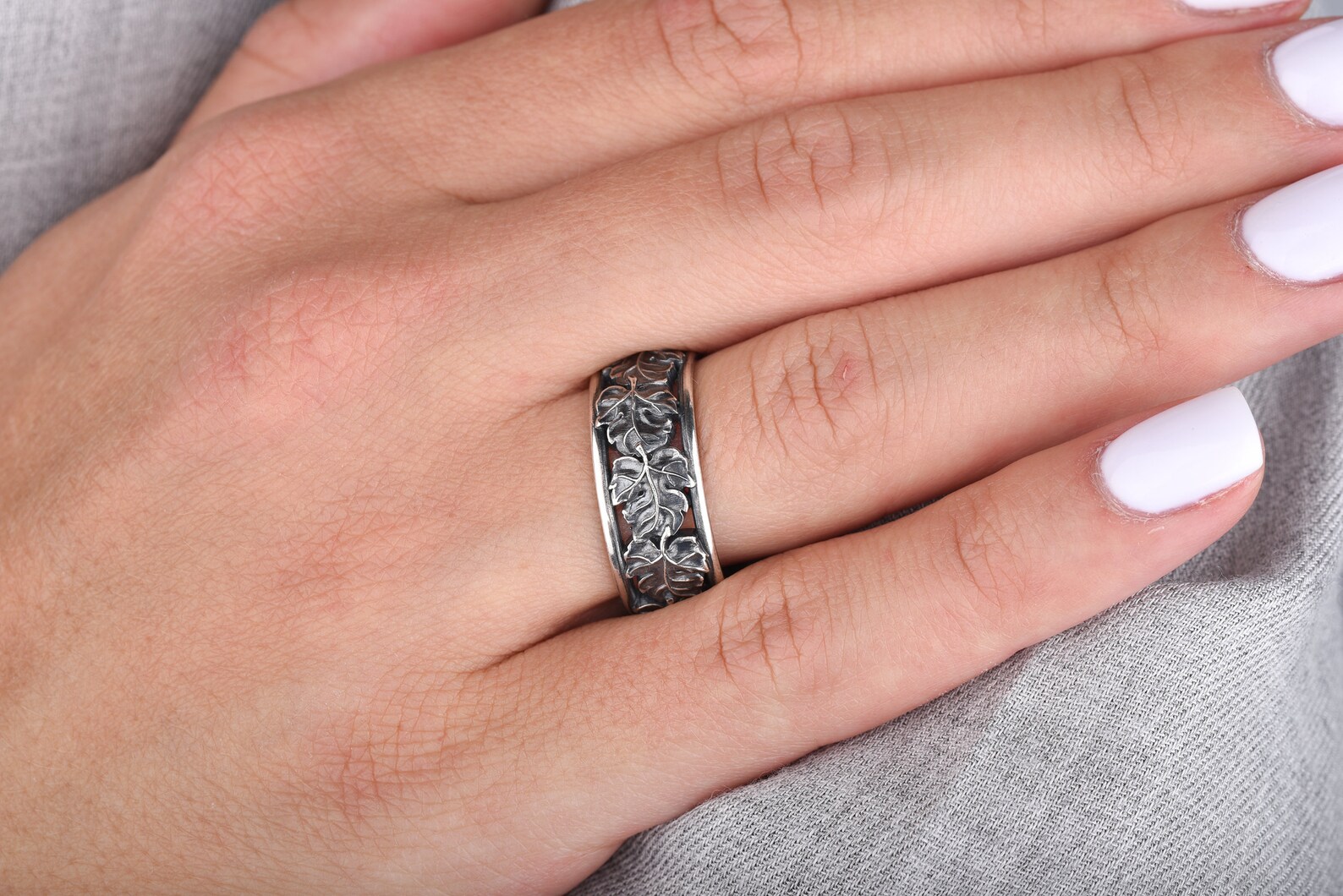 Nature Wedding Ring Leaf Promise Ring for Him Unique Etsy