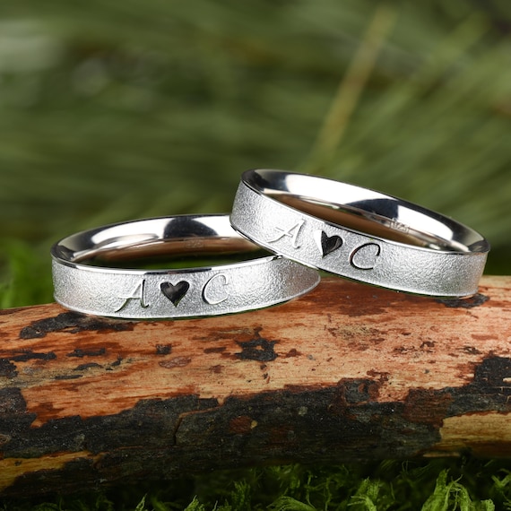 Brushed Wave Ring Set of Two in Sterling Silver Brushed Wave Ring Set of Two in Sterling Silver