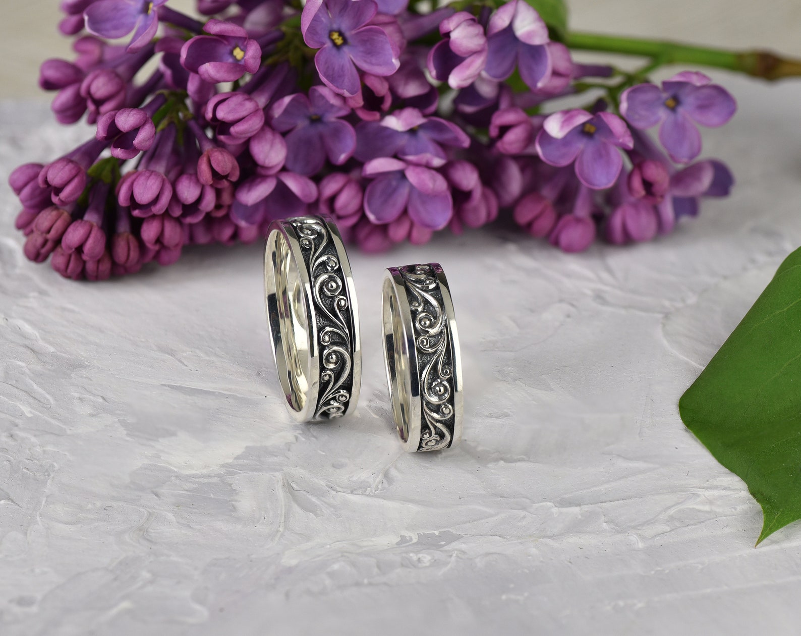 Wave Wedding Ring Couples Ring Set Ocean Wedding Ring - Etsy