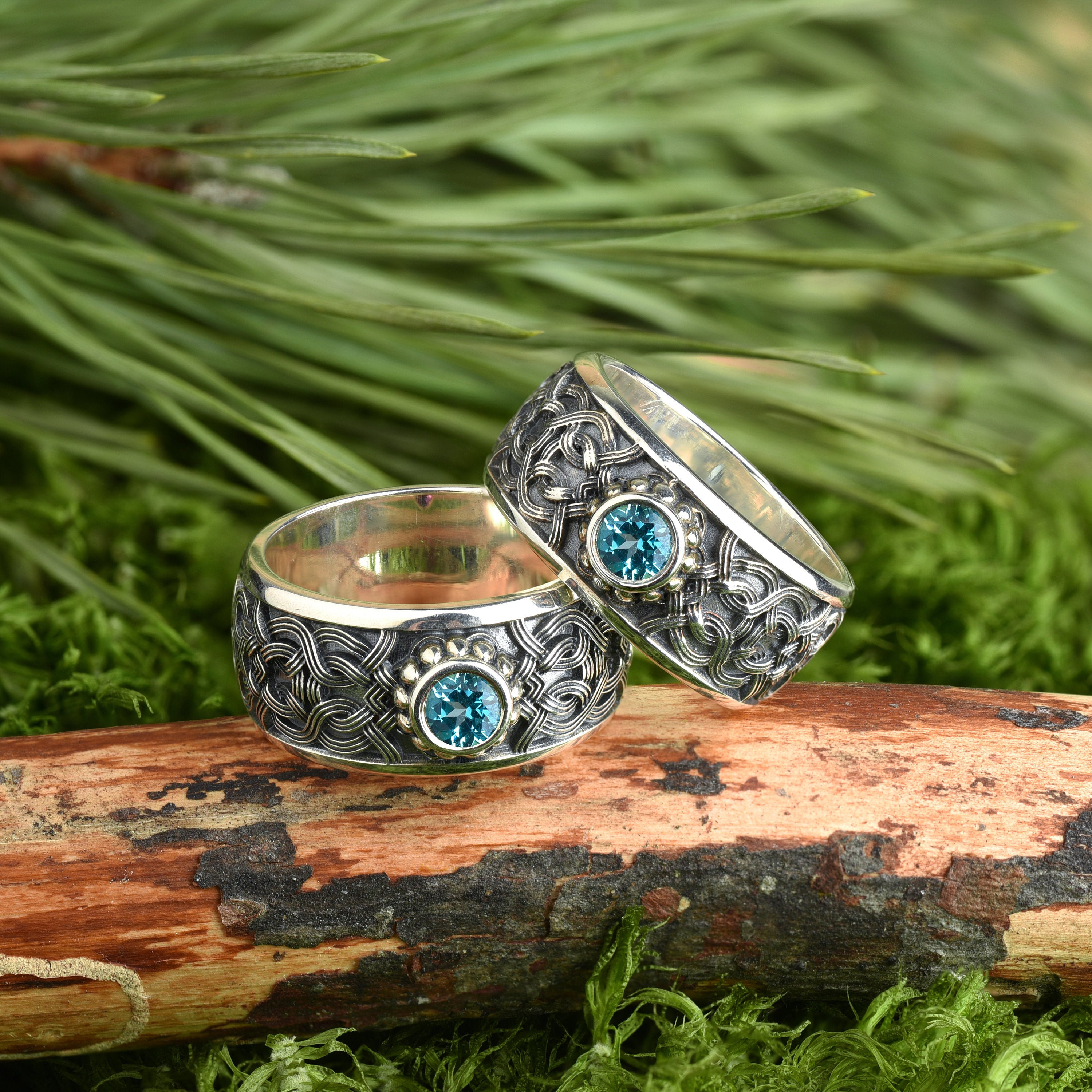 Unique Promise Rings for Couples Matching Rings With Blue Etsy UK