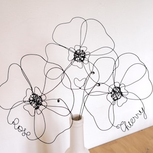 bouquet de fleurs métal personnalisées prénoms et cœur, cadeau unique pour couple, fleurs éternelles avec cœur d’amour,anniversaire mariage