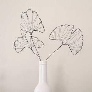 Set of 3 Large Annealed Wire Ginko Leaves Bouquet, Minimalist Nature Decor, Graphic Floral Decor, Metal Wall Art, Geometric Art&quot;