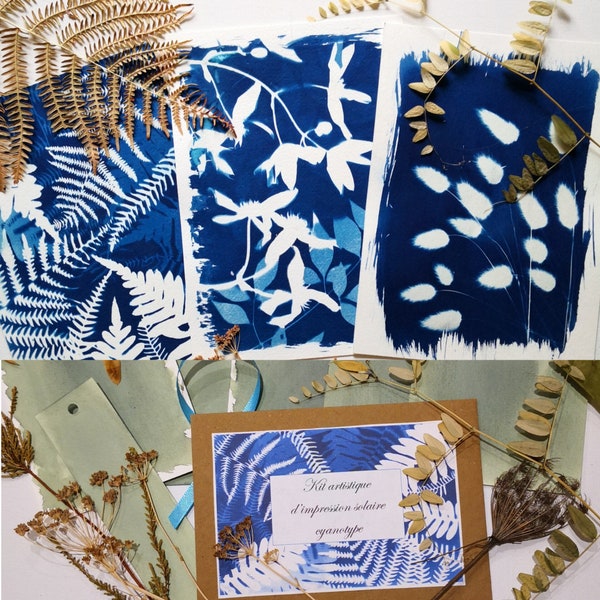 kit d'impression solaire DIY , kit solaire cyanotype feuilles photosensibles, kit créatif, idée cadeau