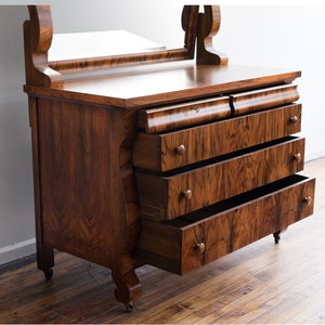 Antique Rosewood Biedermeier Chest of Drawers with Vanity Mirror