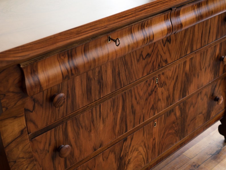 Antique Rosewood Biedermeier Chest of Drawers with Vanity Mirror