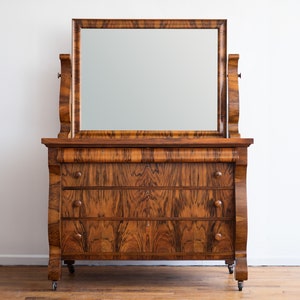 Antique Rosewood Biedermeier Chest of Drawers with Vanity Mirror