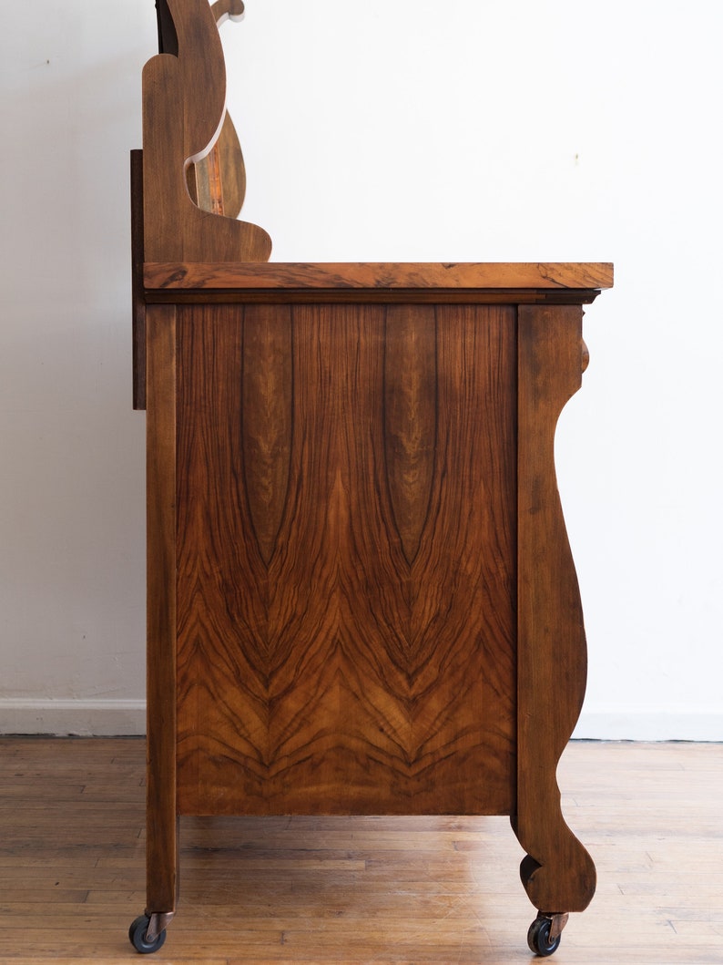 Antique Rosewood Biedermeier Chest of Drawers with Vanity Mirror