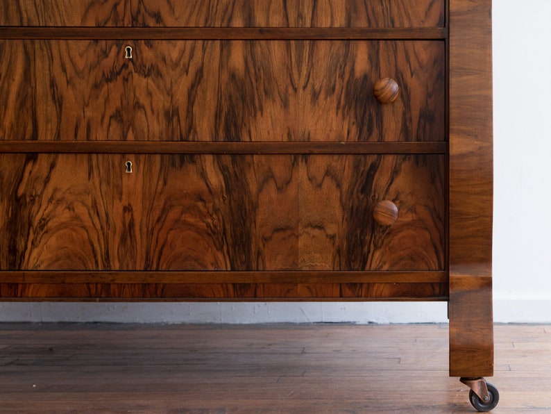 Antique Rosewood Biedermeier Chest of Drawers with Vanity Mirror