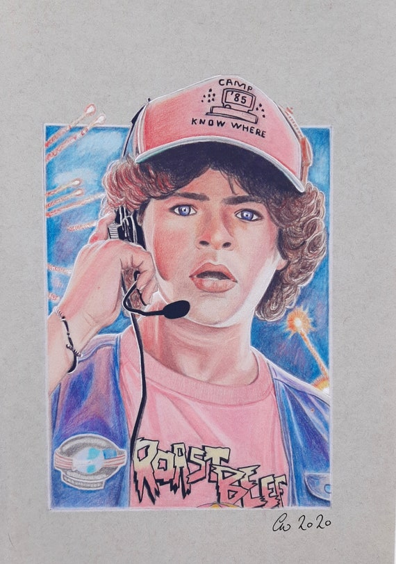 Dustin Stranger Things Original Pencil Drawing Fanart A4