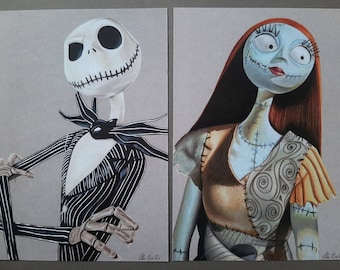 Set of 2 prints. Jack and Sally. fanart.