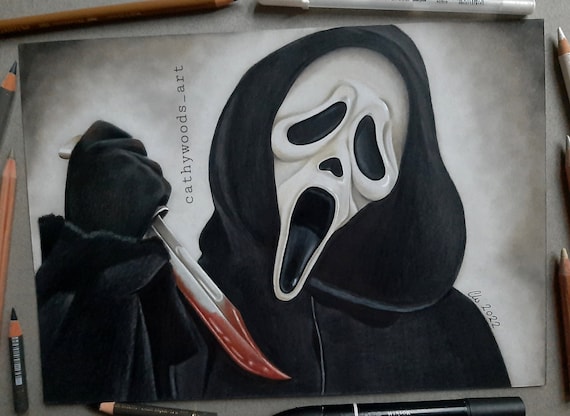 Original Pencil Drawing Of Ghostface From Scream A4 Size Etsy Il 570xN.4181820930 Bw41