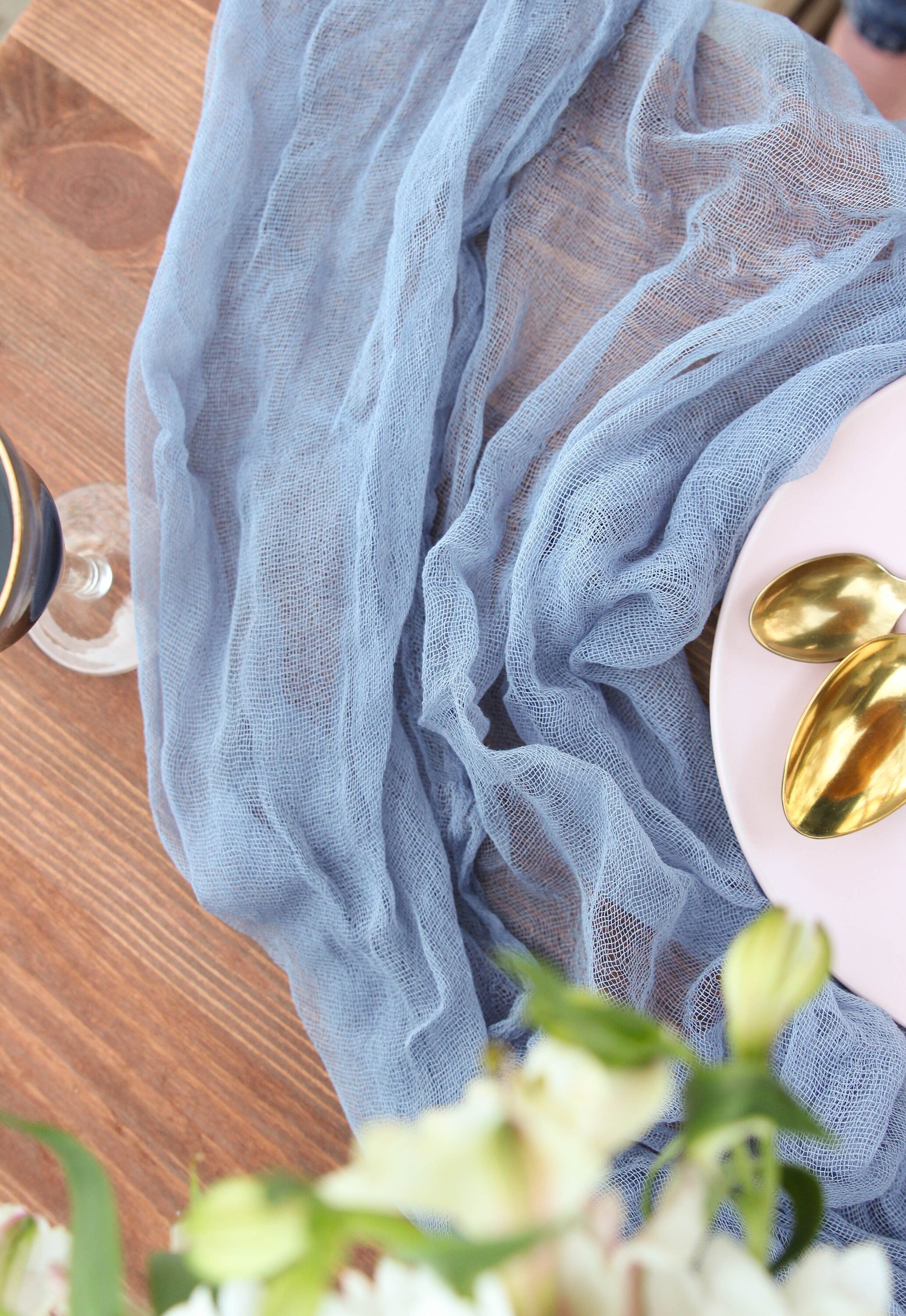 Lite Dusty Blue Gauze Table Runner for Wedding or Home Etsy