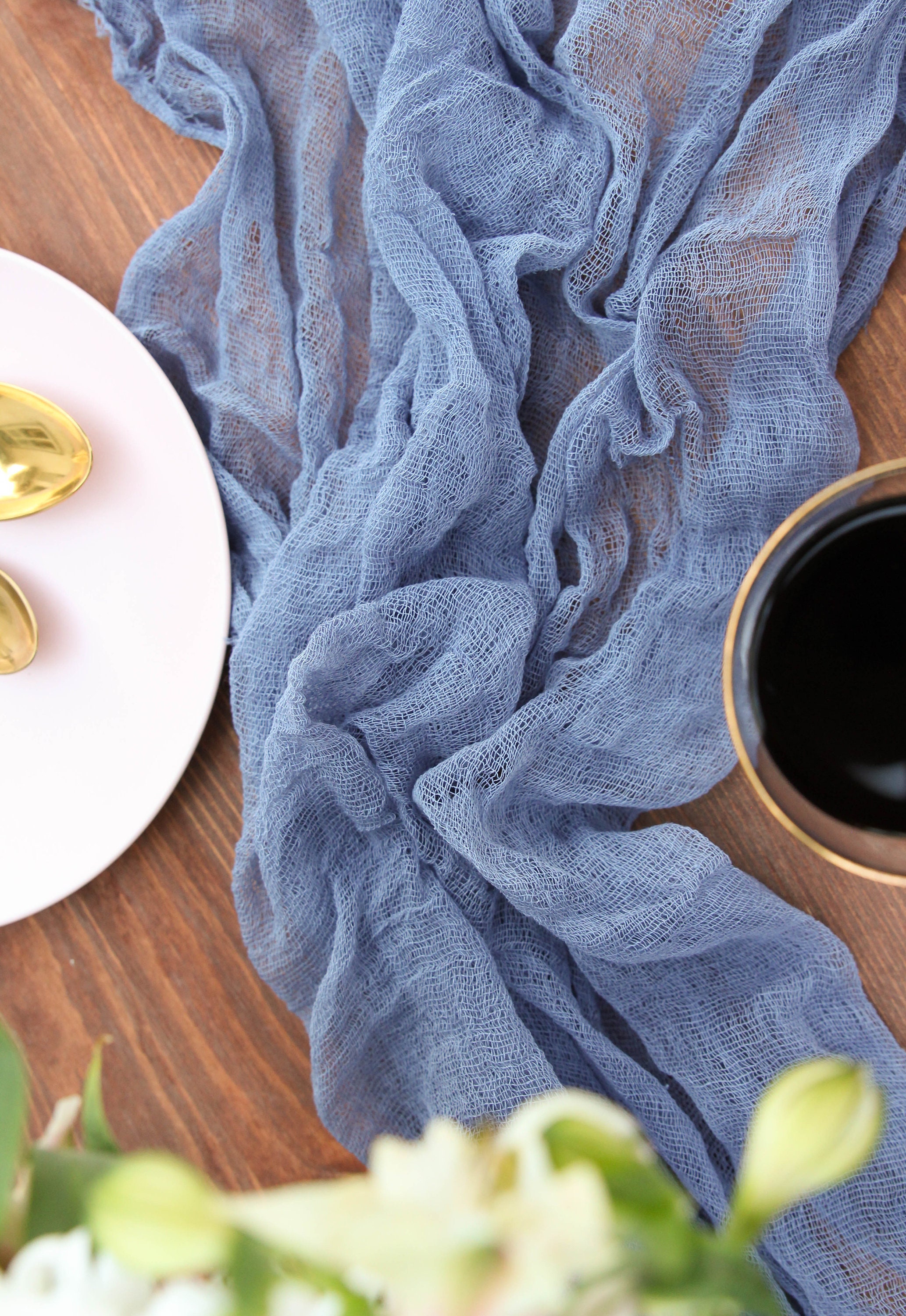 Dusty Blue Gauze Table Runner for Wedding or Home decoration Etsy