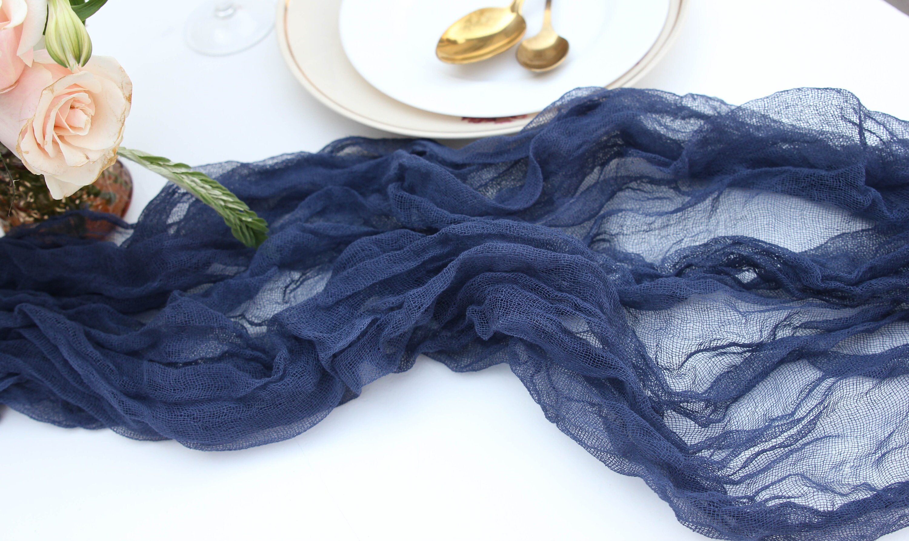 Navy Blue Gauze Table Runner for Elegant Wedding Cheesecloth Etsy