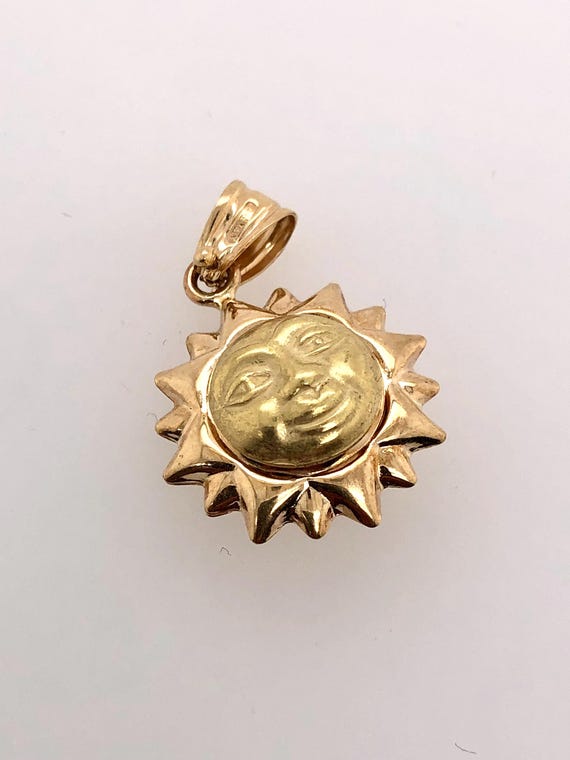 Vintage 14k Yellow Gold Sun Pendant Charm - Made in Italy