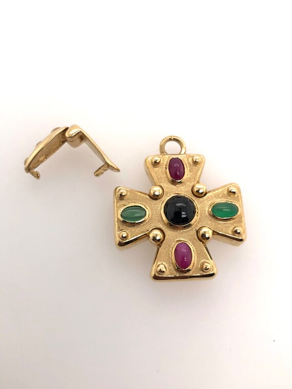Byzantine cross with genuine ruby, emerald and sa… - image 2
