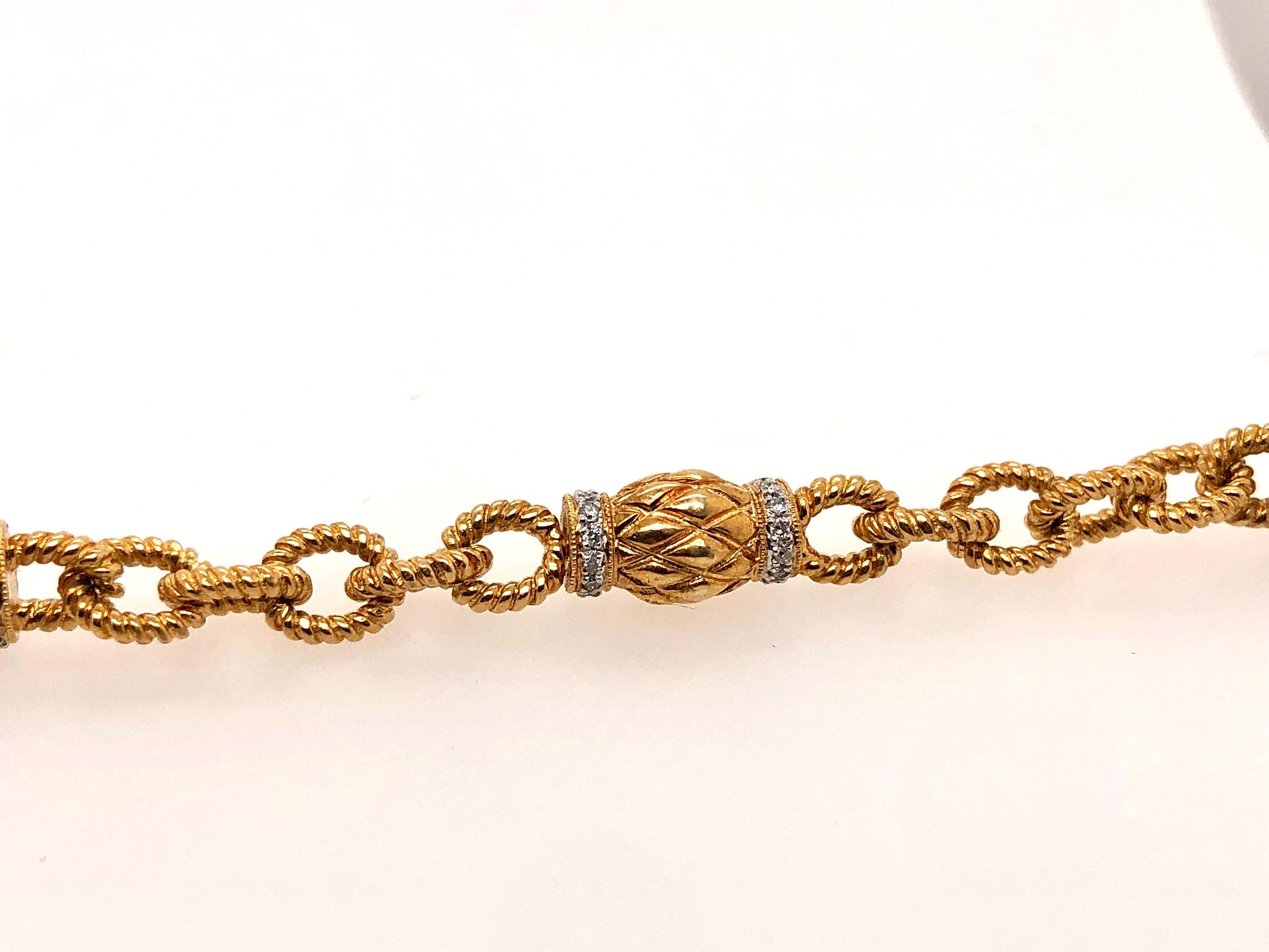 Vintage Pearl and Diamond Necklace in 14k Yellow Gold Made in 