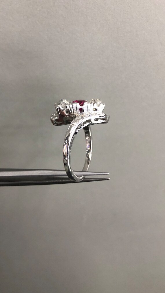 Vintage old miner diamonds and synthetic Ruby ring - image 10