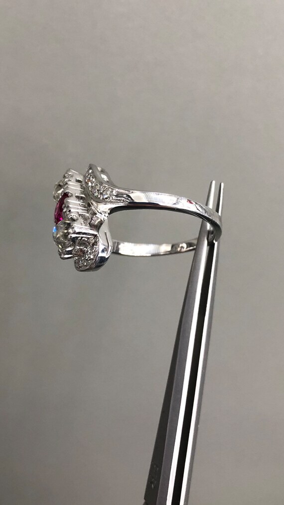 Vintage old miner diamonds and synthetic Ruby ring - image 9