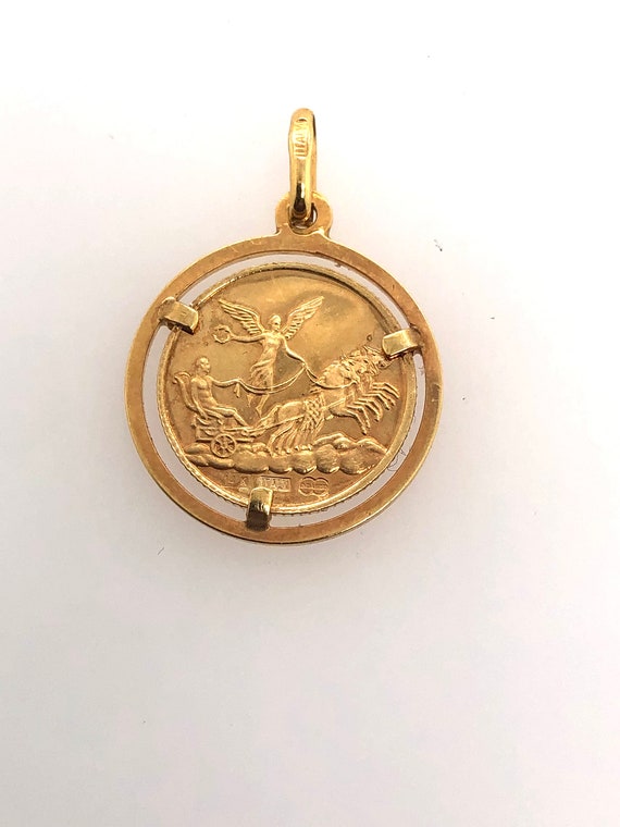 Gemini horoscope charm pendent, 14k gold - image 2