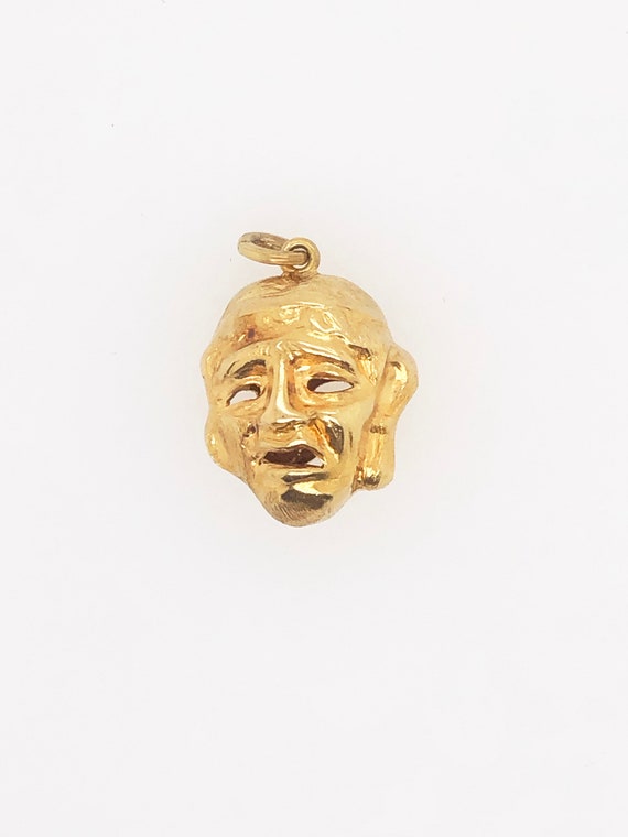 18kt gold Comedy tragedy charm - image 3