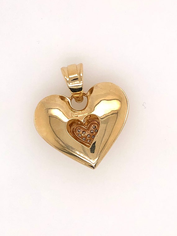 Large diamond heart pendent necklace in 14k yello… - image 7