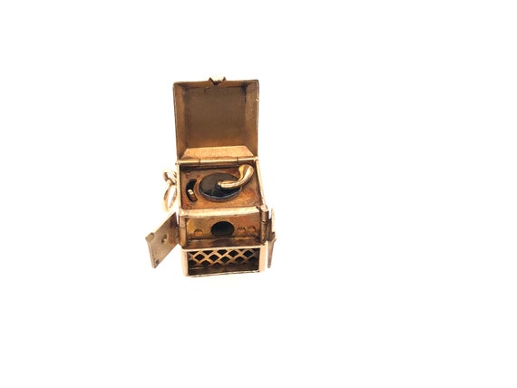 14k vintage record player charm View 6