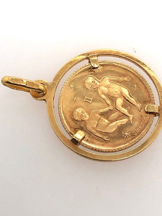Gemini horoscope charm pendent, 14k gold - image 3