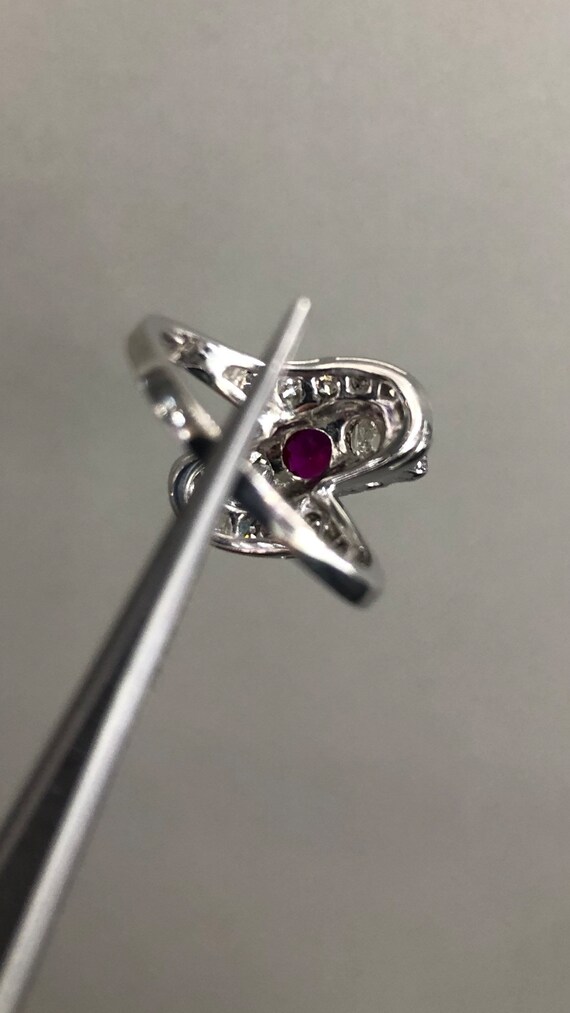 Vintage old miner diamonds and synthetic Ruby ring - image 5
