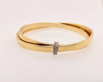 vintage double bangle bracelet in 18kt yellow gold, made in Italy