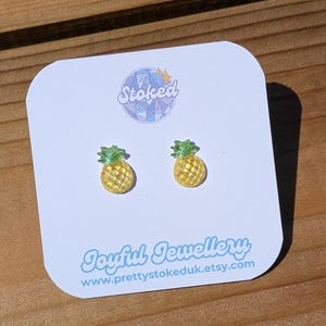 Handmade Pineapple Stud Earrings – Tropical Fruit Jewellery for Summer, Festivals & Everyday Joy