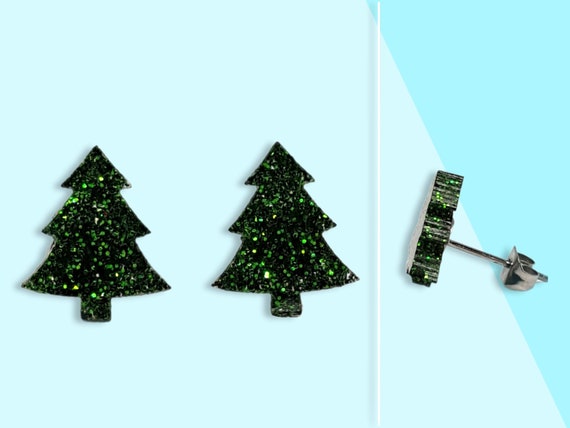 - Kunststoff 3 Paar Ohrstecker Weihnachtsbaum 
