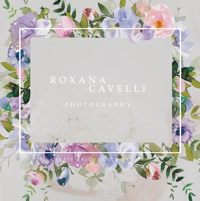 Blush and Pastel Purple* Watercolor Floral Clipart Violet Pink Flowers Roses Peonies PNG Frames Nursery Wedding Decor #P1