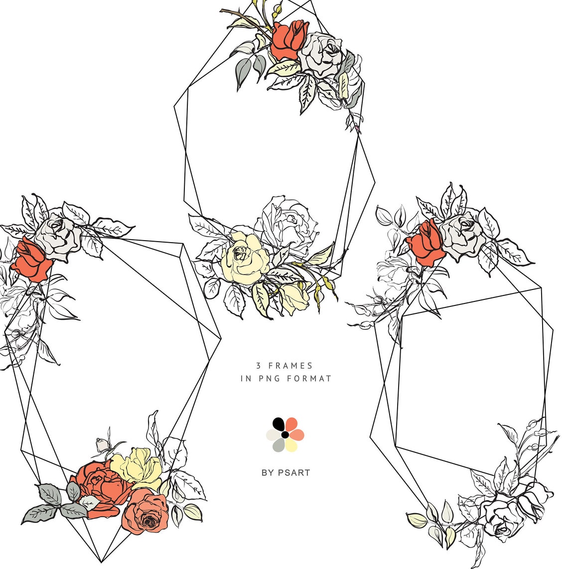Middle Red and Tuscan Hand-Sketched Floral Clipart Collection image 6