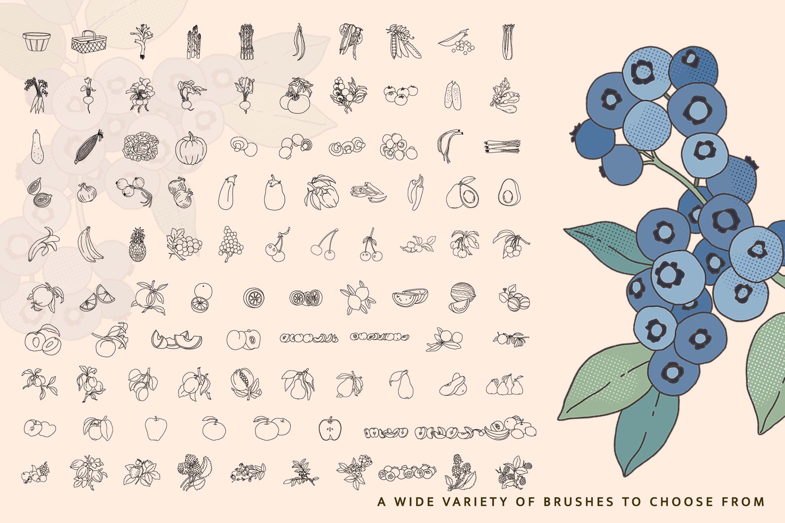Fruit & Veggies, Procreate Brushes Procreate, Garden Brush Kit Fruit ...