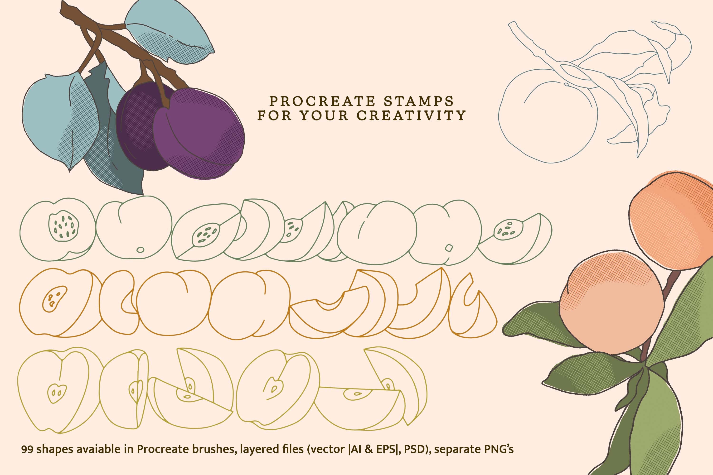 Fruit & Veggies, Procreate Brushes Procreate, Garden Brush Kit Fruit ...