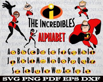 The Incredibles Svg Disney Pixar Font Letters Alphabet Design Silhouete Cricut Clipart Cameo Digital Download Logo Gift Svg Eps Pdf Dxf Png Free Download Font Elegant
