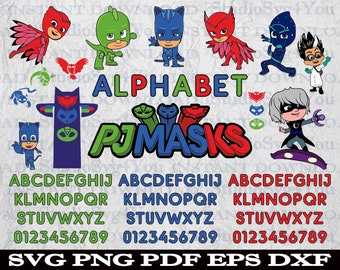 pj masks svg catboy font letters alphabet gekko owlette