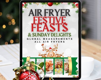 Feestelijke feesten en zondagse lekkernijen uit de Airfryer - PDF digitale download - in kleur met globale afmetingen